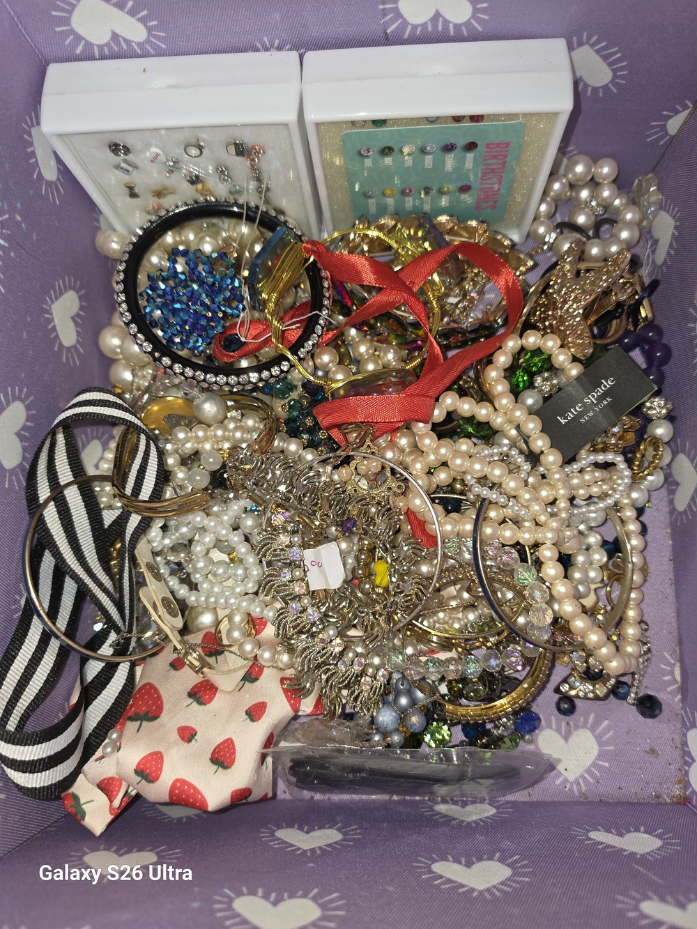 Mixed Jewelry. AB crystals, Rings, Earrings, Faux Pearls. Huge Lot.